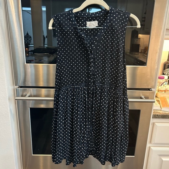 Anthropologie Tops - Anthropologie Black and White Polka Dot Tunic size L slight wear GUC